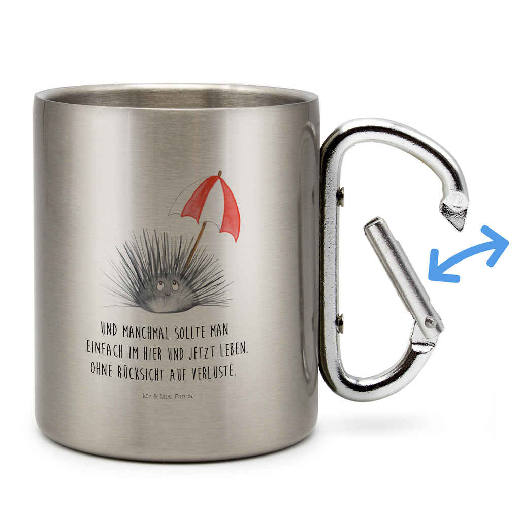 Edelstahlbecher Seeigel Edelstahltasse, Karabiner, Edelstahlbecher, Outdoor, Camping, Tasse, Becher, Meerestiere, Meer, Urlaub, Seeigel, Achtsamkeit, Selbstakzeptanz, Selbstliebe, Hier und Jetzt, Leben, Lebe