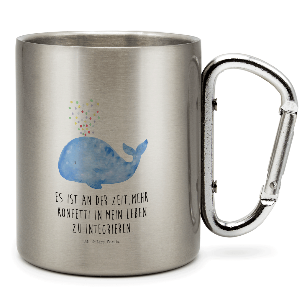Edelstahlbecher Wal Konfetti Edelstahltasse, Karabiner, Edelstahlbecher, Outdoor, Camping, Tasse, Becher, Meerestiere, Meer, Urlaub, Wal, Konfetti, Wale, Motivation, Neuanfang, Trennung, Diät, Abnehmen, Neustart, Lebensabschnitt, Geburtstag
