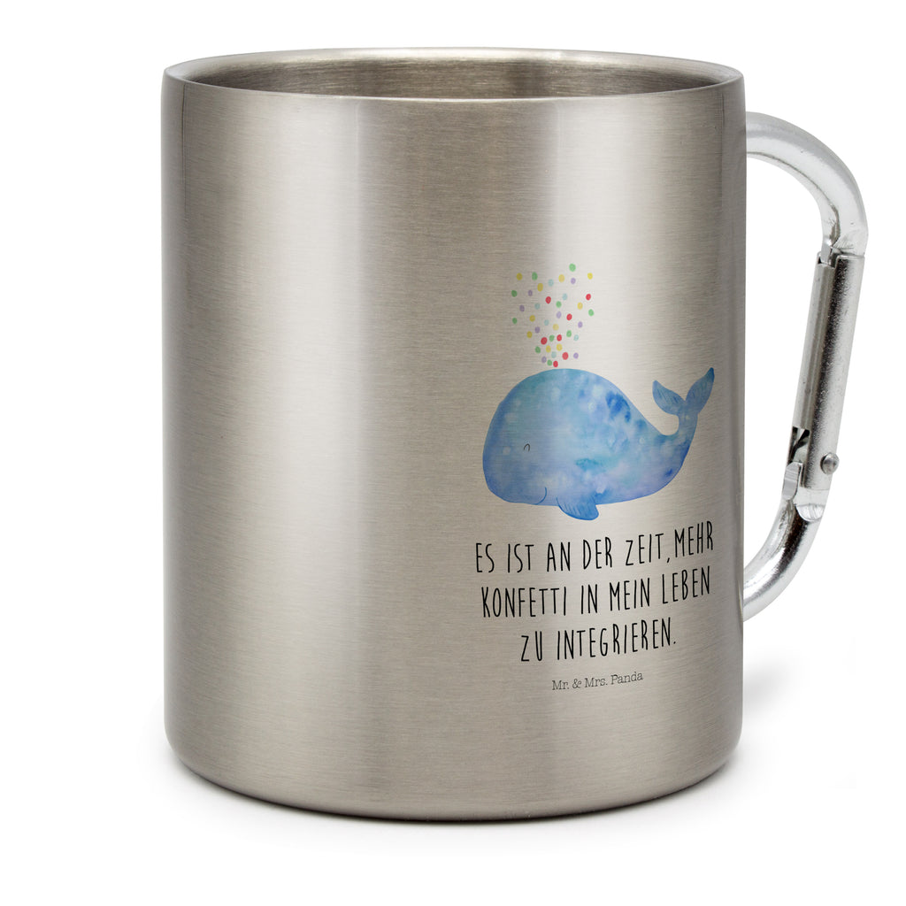 Edelstahlbecher Wal Konfetti Edelstahltasse, Karabiner, Edelstahlbecher, Outdoor, Camping, Tasse, Becher, Meerestiere, Meer, Urlaub, Wal, Konfetti, Wale, Motivation, Neuanfang, Trennung, Diät, Abnehmen, Neustart, Lebensabschnitt, Geburtstag