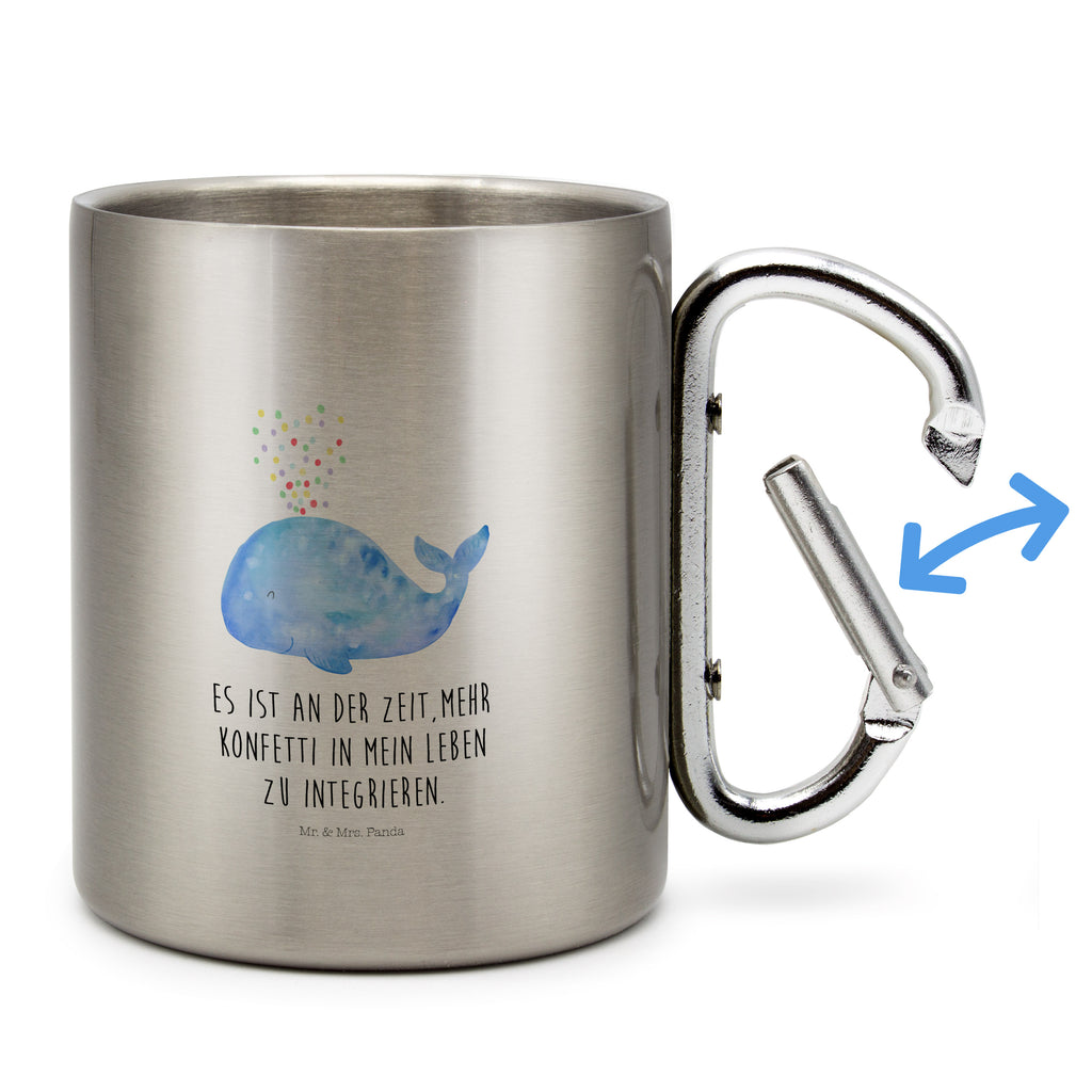 Edelstahlbecher Wal Konfetti Edelstahltasse, Karabiner, Edelstahlbecher, Outdoor, Camping, Tasse, Becher, Meerestiere, Meer, Urlaub, Wal, Konfetti, Wale, Motivation, Neuanfang, Trennung, Diät, Abnehmen, Neustart, Lebensabschnitt, Geburtstag