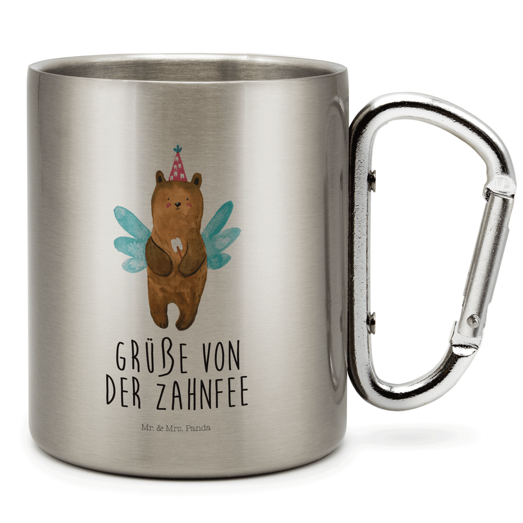 Edelstahlbecher Zahnfee Bär Edelstahltasse, Karabiner, Edelstahlbecher, Outdoor, Camping, Tasse, Becher, Bär, Teddy, Teddybär, Zahnfee, Fee, Milchzahn, Erster Zahn
