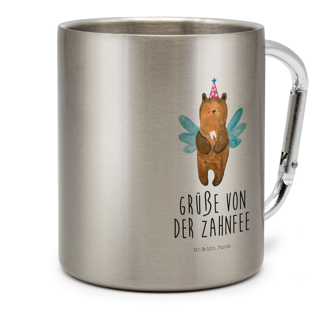 Edelstahlbecher Zahnfee Bär Edelstahltasse, Karabiner, Edelstahlbecher, Outdoor, Camping, Tasse, Becher, Bär, Teddy, Teddybär, Zahnfee, Fee, Milchzahn, Erster Zahn