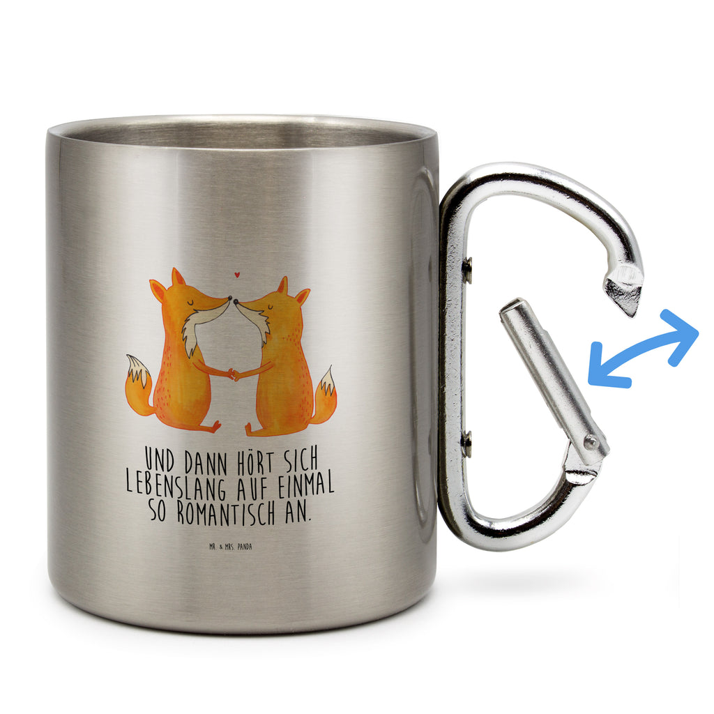 Edelstahlbecher Füchse Liebe Edelstahltasse, Karabiner, Edelstahlbecher, Outdoor, Camping, Tasse, Becher, Fuchs, Füchse, Fox, Liebe, Liebespaar, Paar, Partner, Freundin, Freund, Ehe, Verlobte, Ehemann, Ehefrau, Liebesbeweis