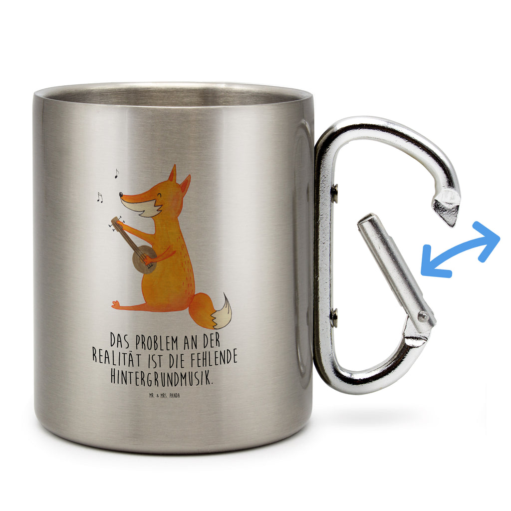 Edelstahlbecher Fuchs Gitarre Edelstahltasse, Karabiner, Edelstahlbecher, Outdoor, Camping, Tasse, Becher, Fuchs, Füchse, Geschenk Musiker, Musik Spruch, Musikerin, Sänger, Sängerin, Gitarre