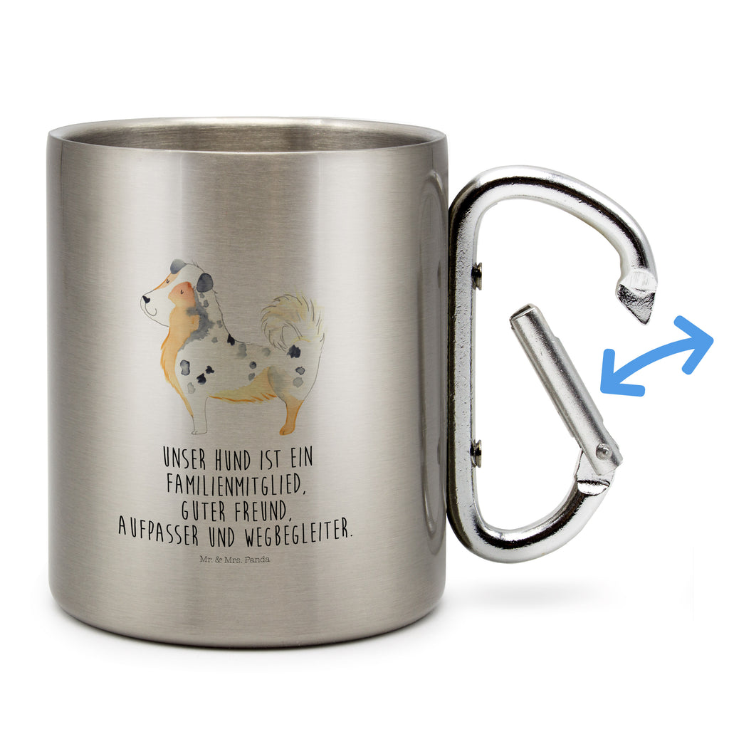 Edelstahlbecher Australien Shepherd Edelstahltasse, Karabiner, Edelstahlbecher, Outdoor, Camping, Tasse, Becher, Hund, Hundemotiv, Haustier, Hunderasse, Tierliebhaber, Hundebesitzer, Sprüche, Australien Shepherd, Shepherd, Hundeliebe, Familienhund, Spruch