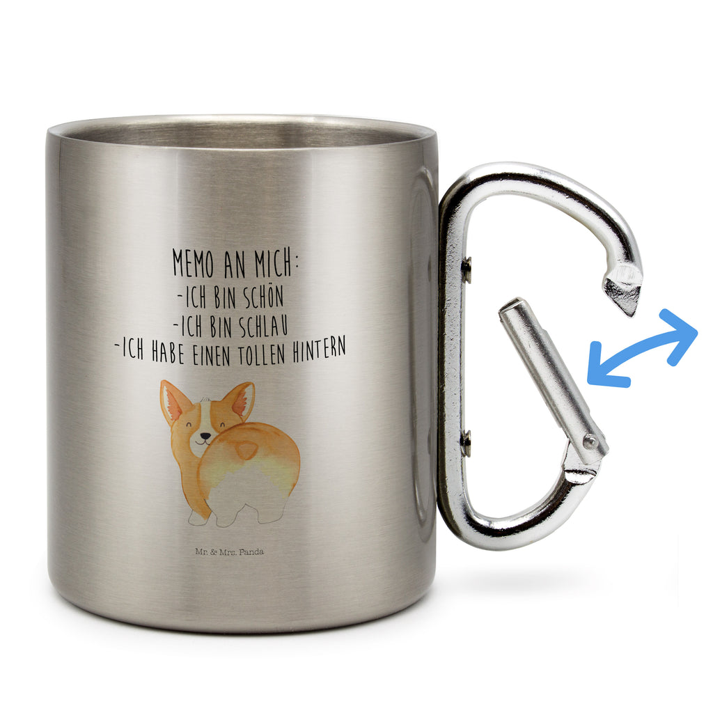 Edelstahlbecher Corgie Po Edelstahltasse, Karabiner, Edelstahlbecher, Outdoor, Camping, Tasse, Becher, Hund, Hundemotiv, Haustier, Hunderasse, Tierliebhaber, Hundebesitzer, Sprüche, Corgie, Hundeliebe, Motivation, Selbstliebe, Spruch