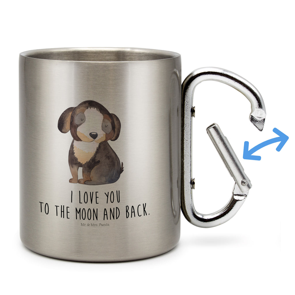 Edelstahlbecher Hund entspannt Edelstahltasse, Karabiner, Edelstahlbecher, Outdoor, Camping, Tasse, Becher, Hund, Hundemotiv, Haustier, Hunderasse, Tierliebhaber, Hundebesitzer, Sprüche, schwarzer Hund, Hundeliebe, Liebe, Hundeglück