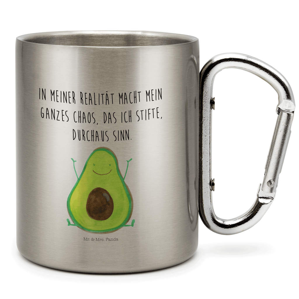 Edelstahlbecher Avocado Happy Edelstahltasse, Karabiner, Edelstahlbecher, Outdoor, Camping, Tasse, Becher, Avocado, Veggie, Vegan, Gesund, Chaos