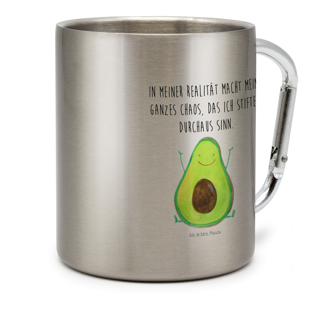 Edelstahlbecher Avocado Happy Edelstahltasse, Karabiner, Edelstahlbecher, Outdoor, Camping, Tasse, Becher, Avocado, Veggie, Vegan, Gesund, Chaos