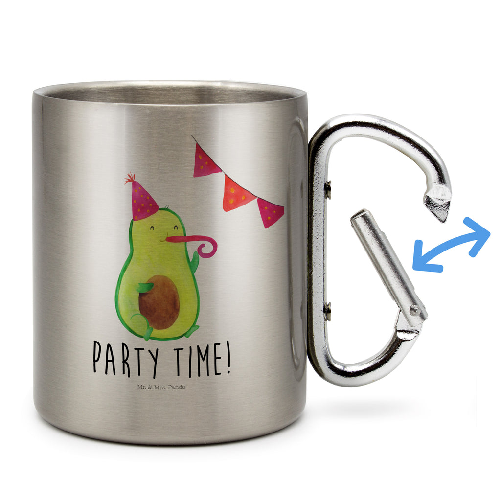 Edelstahlbecher Avocado Party Time Edelstahltasse, Karabiner, Edelstahlbecher, Outdoor, Camping, Tasse, Becher, Avocado, Veggie, Vegan, Gesund