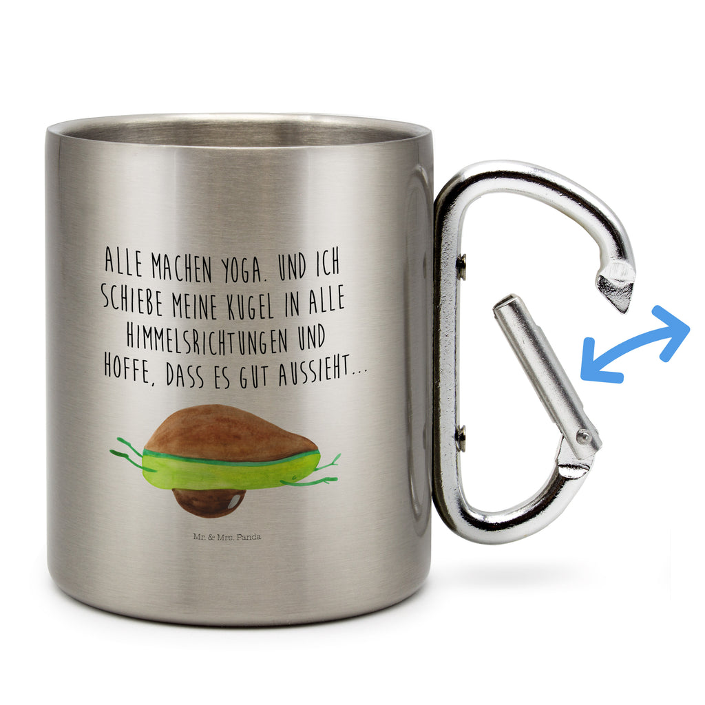 Edelstahlbecher Avocado Yoga Edelstahltasse, Karabiner, Edelstahlbecher, Outdoor, Camping, Tasse, Becher, Avocado, Veggie, Vegan, Gesund, Avocado Yoga Vegan