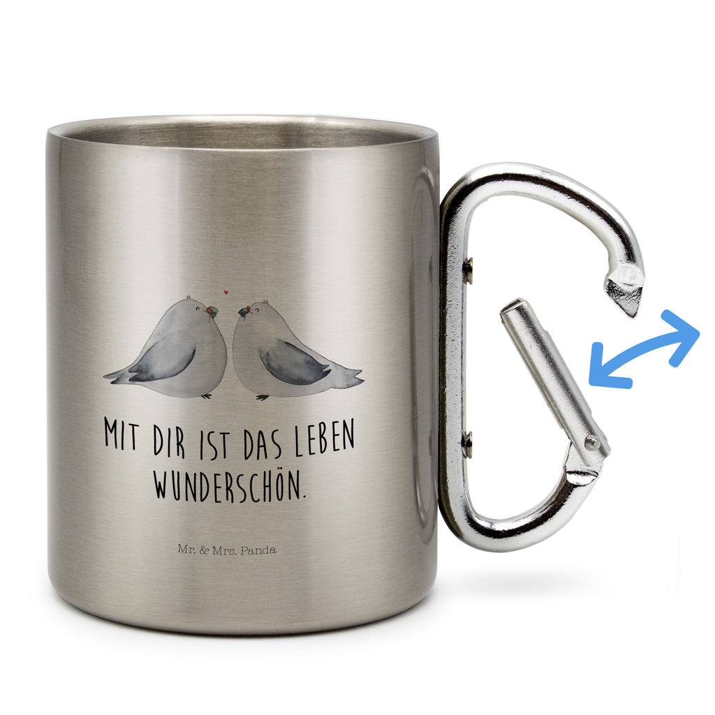Edelstahlbecher Turteltauben Liebe Edelstahltasse, Karabiner, Edelstahlbecher, Outdoor, Camping, Tasse, Becher, Liebe, Partner, Freund, Freundin, Ehemann, Ehefrau, Heiraten, Verlobung, Heiratsantrag, Liebesgeschenk, Jahrestag, Hocheitstag, Turteltauben, Turteltäubchen, Tauben, Verliebt, Verlobt, Verheiratet, Geschenk Freundin, Geschenk Freund, Liebesbeweis, Hochzeitstag, Geschenk Hochzeit