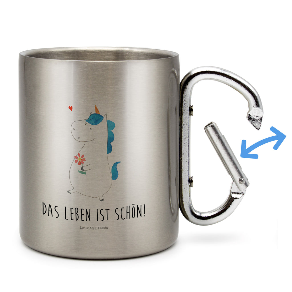 Edelstahlbecher Einhorn Spaziergang Edelstahltasse, Karabiner, Edelstahlbecher, Outdoor, Camping, Tasse, Becher, Einhorn, Einhörner, Einhorn Deko, Pegasus, Unicorn, Glitzer, Blumen, Spaziergang, Motivation, Gute Laune, Freude, Freundin, Mutter, Schwester