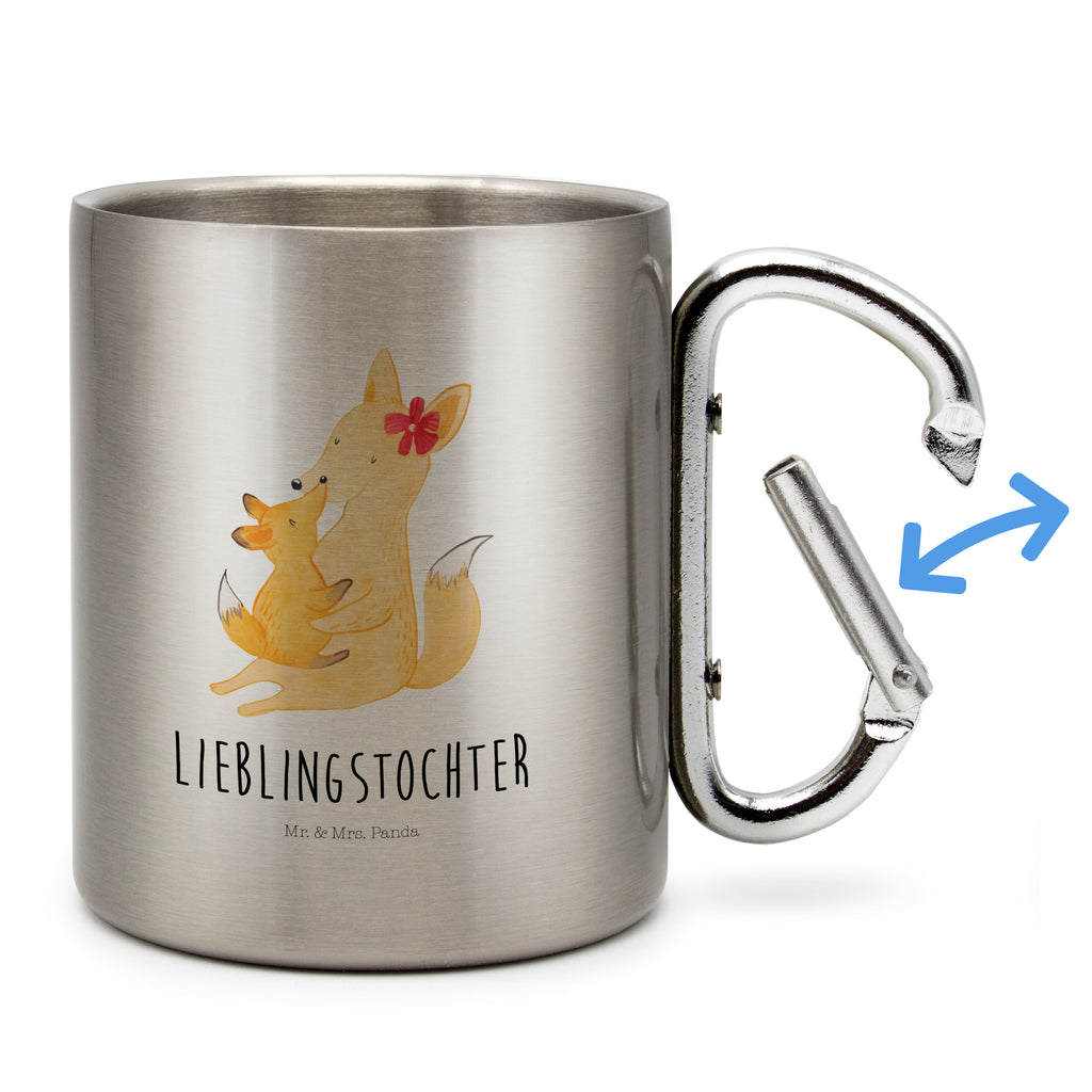 Edelstahlbecher Fuchs Mama & Kind Edelstahltasse, Karabiner, Edelstahlbecher, Outdoor, Camping, Tasse, Becher, Familie, Vatertag, Muttertag, Bruder, Schwester, Mama, Papa, Oma, Opa, Mutter, Tochter, Lieblingstochter, Beste Tochter, Geschenk