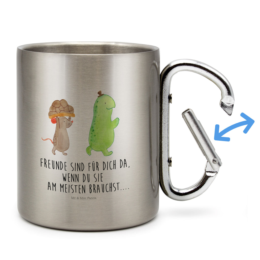 Edelstahlbecher Schildkröte & Maus Edelstahltasse, Karabiner, Edelstahlbecher, Outdoor, Camping, Tasse, Becher, Schildkröte, Maus, Freunde, Freundinnen, beste Freunde, beste Freundinnen
