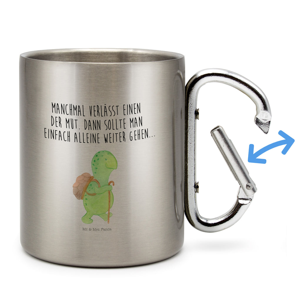 Edelstahlbecher Schildkröte Wanderer Edelstahltasse, Karabiner, Edelstahlbecher, Outdoor, Camping, Tasse, Becher, Schildkröte, Schildkröten, Motivation, Motivationsspruch, Motivationssprüche, Neuanfang