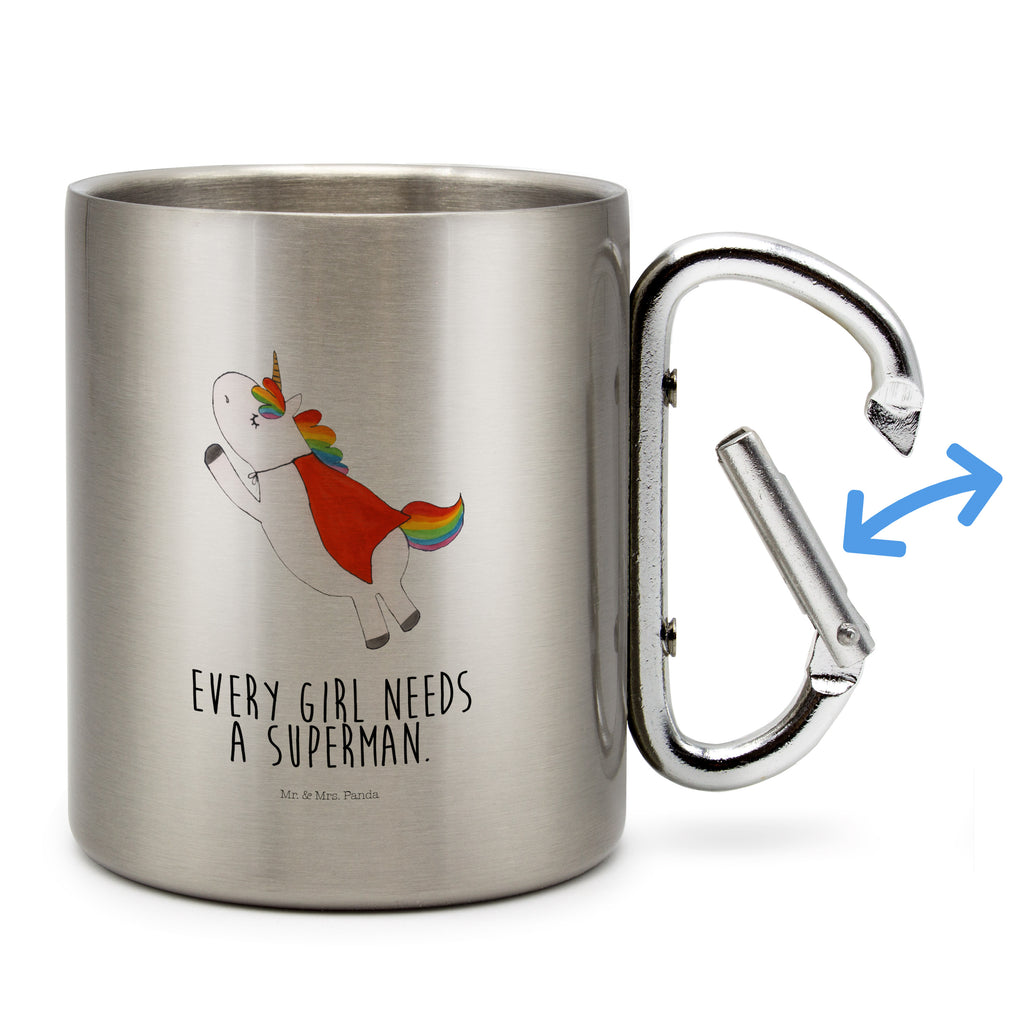 Edelstahlbecher Einhorn Super Edelstahltasse, Karabiner, Edelstahlbecher, Outdoor, Camping, Tasse, Becher, Einhorn, Einhörner, Einhorn Deko, Pegasus, Unicorn, Traummann, Superheld, Held, Freundin, Geschenk, Girl, Mädchen