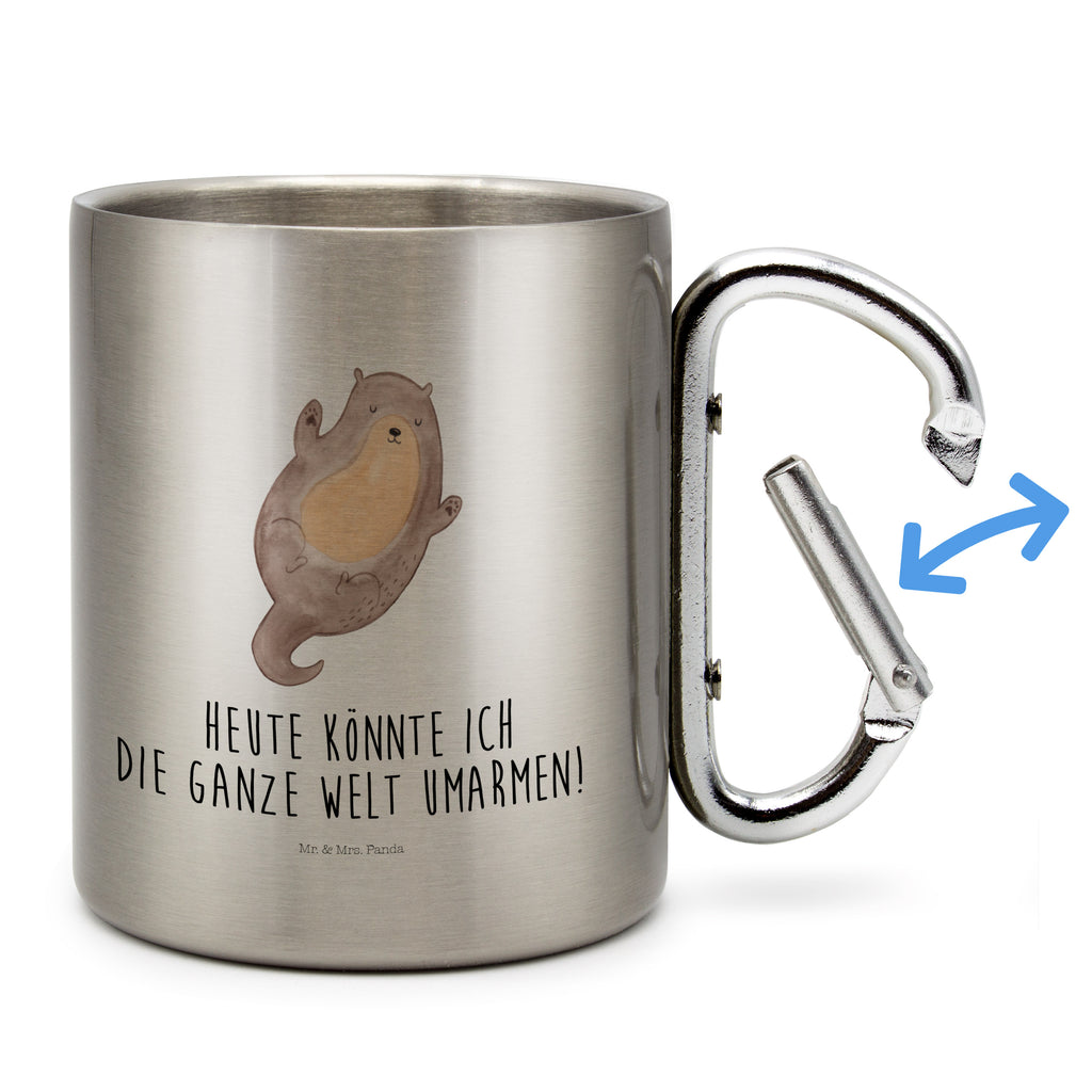 Edelstahlbecher Otter Umarmen Edelstahltasse, Karabiner, Edelstahlbecher, Outdoor, Camping, Tasse, Becher, Otter, Fischotter, Seeotter, Otter Seeotter See Otter