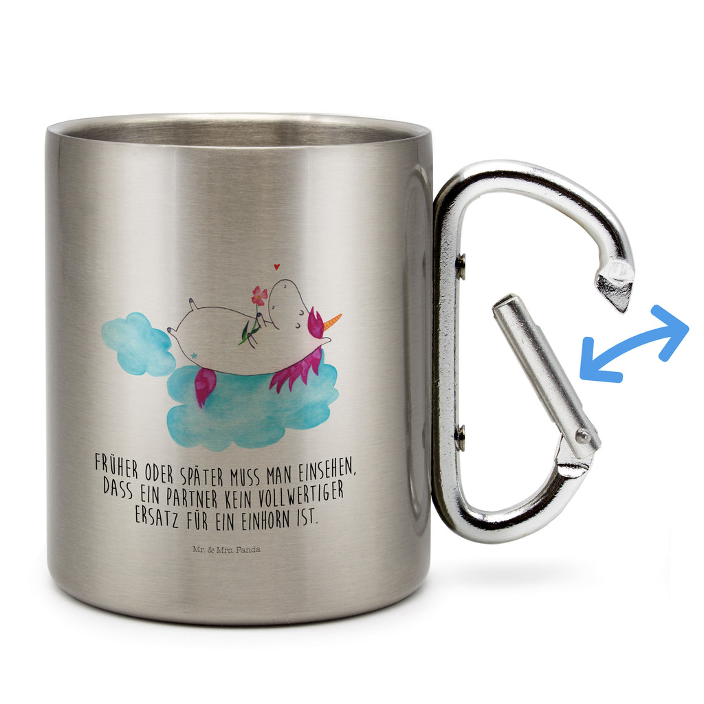 Edelstahlbecher Einhorn verliebt auf Wolke Edelstahltasse, Karabiner, Edelstahlbecher, Outdoor, Camping, Tasse, Becher, Einhorn, Einhörner, Einhorn Deko, Pegasus, Unicorn, verliebt, Liebe, Liebesbeweis, Freundin, Wolke