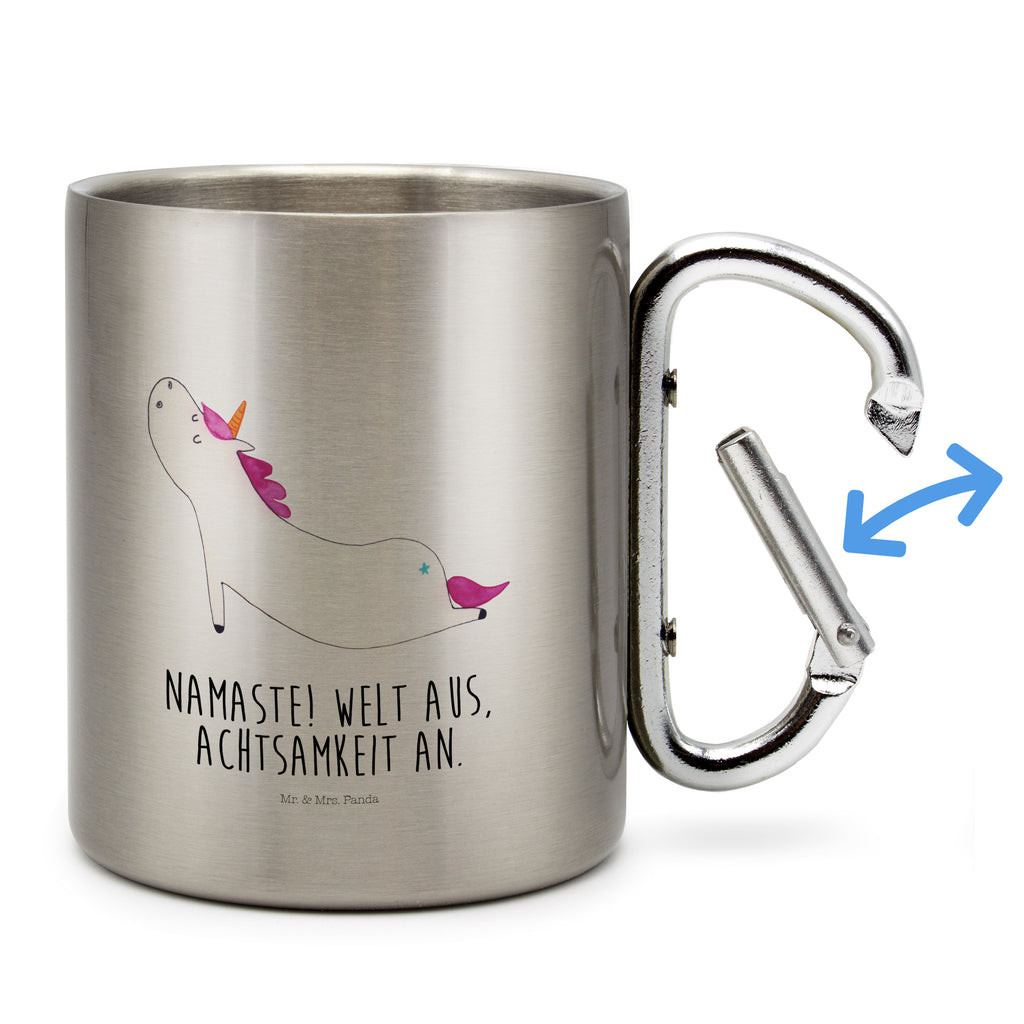 Edelstahlbecher Einhorn Yoga Edelstahltasse, Karabiner, Edelstahlbecher, Outdoor, Camping, Tasse, Becher, Einhorn, Einhörner, Einhorn Deko, Pegasus, Unicorn, Yoga, Namaste, Achtsamkeit, Entspannung, Joga, Yogamatte, Sport, lustig, witzig, süß