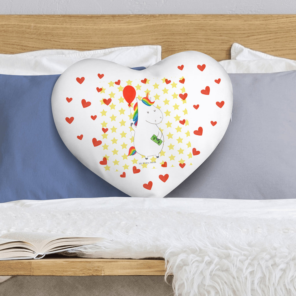 Herzkissen Einhorn Luftballon Kissen, Herzkissen, Herzform, Herz, Dekokissen, Einhorn, Einhörner, Einhorn Deko, Pegasus, Unicorn, Luftballon, Geld, Lebenslust, Freude, Geschenk, Freundin
