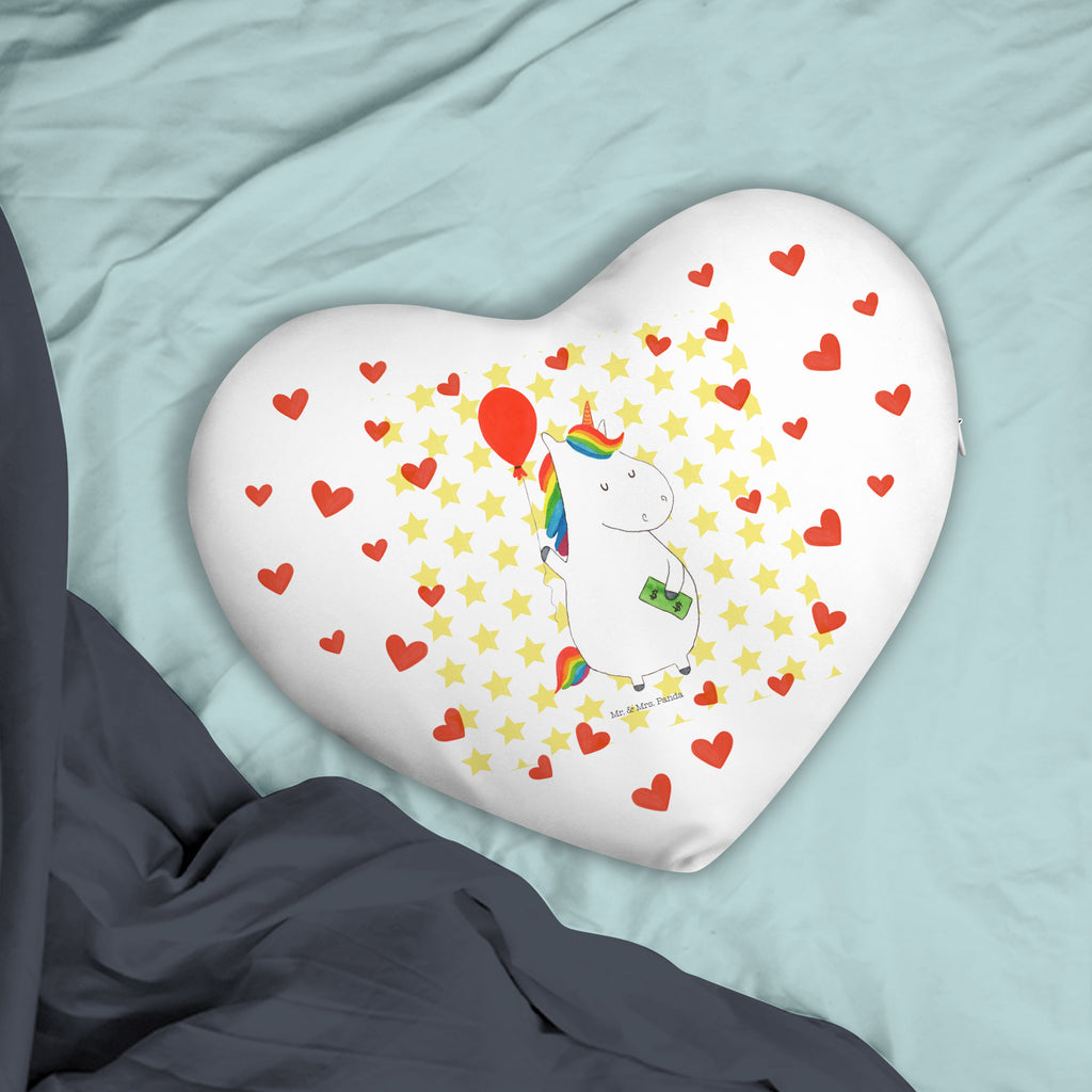Herzkissen Einhorn Luftballon Kissen, Herzkissen, Herzform, Herz, Dekokissen, Einhorn, Einhörner, Einhorn Deko, Pegasus, Unicorn, Luftballon, Geld, Lebenslust, Freude, Geschenk, Freundin
