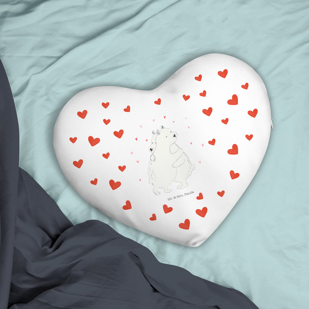 Herzkissen Eisbär Umarmen Kissen, Herzkissen, Herzform, Herz, Dekokissen, Tiermotive, Gute Laune, lustige Sprüche, Tiere