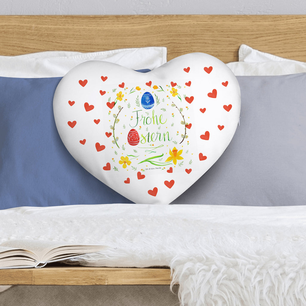 Herzkissen Frohe Ostern Kissen, Herzkissen, Herzform, Herz, Dekokissen, Ostern, Osterhase, Ostergeschenke, Osternest, Osterdeko, Geschenk zu Ostern, Frohe Ostern, Ostergrüße, Osterblume, Osterei, bemalte Ostereier, Weidenkätzchen. Lettering