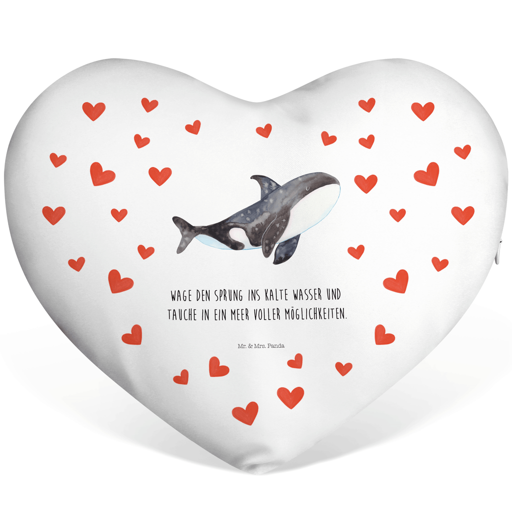 Herzkissen Orca Kissen, Herzkissen, Herzform, Herz, Dekokissen, Meerestiere, Meer, Urlaub, Orca, Orcas, Killerwal, Wal, Möglichkeiten, Büro, Arbeit, Motivation, Selbstliebe, Neustart, Startup