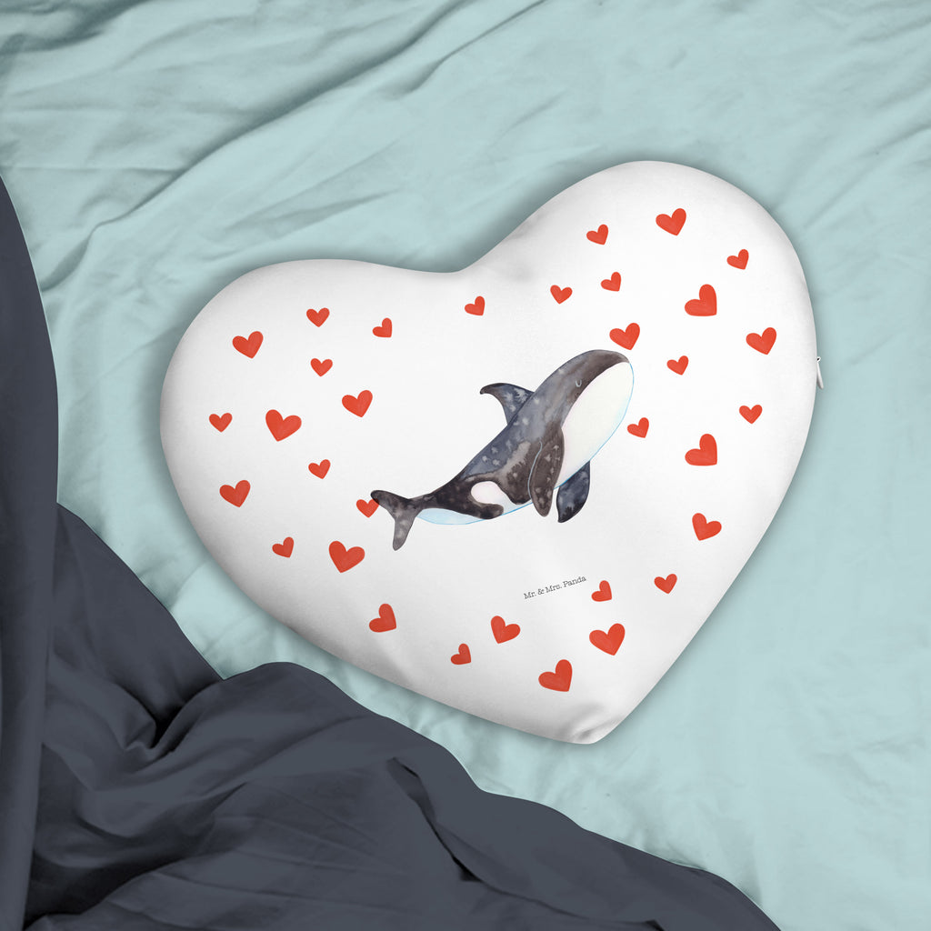 Herzkissen Orca Kissen, Herzkissen, Herzform, Herz, Dekokissen, Meerestiere, Meer, Urlaub, Orca, Orcas, Killerwal, Wal, Möglichkeiten, Büro, Arbeit, Motivation, Selbstliebe, Neustart, Startup