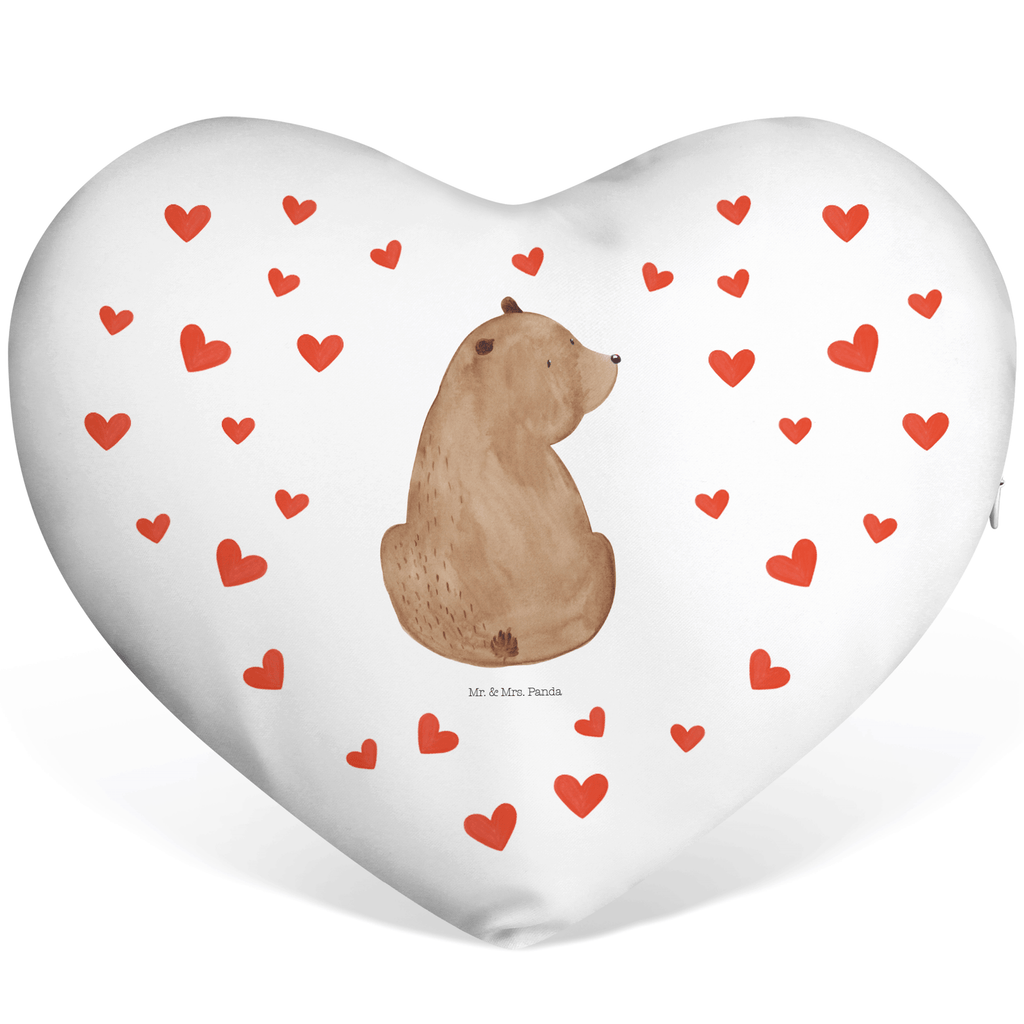 Herzkissen Bär Schulterblick Kissen, Herzkissen, Herzform, Herz, Dekokissen, Bär, Teddy, Teddybär, Selbstachtung, Weltansicht, Motivation, Bären, Bärenliebe, Weisheit