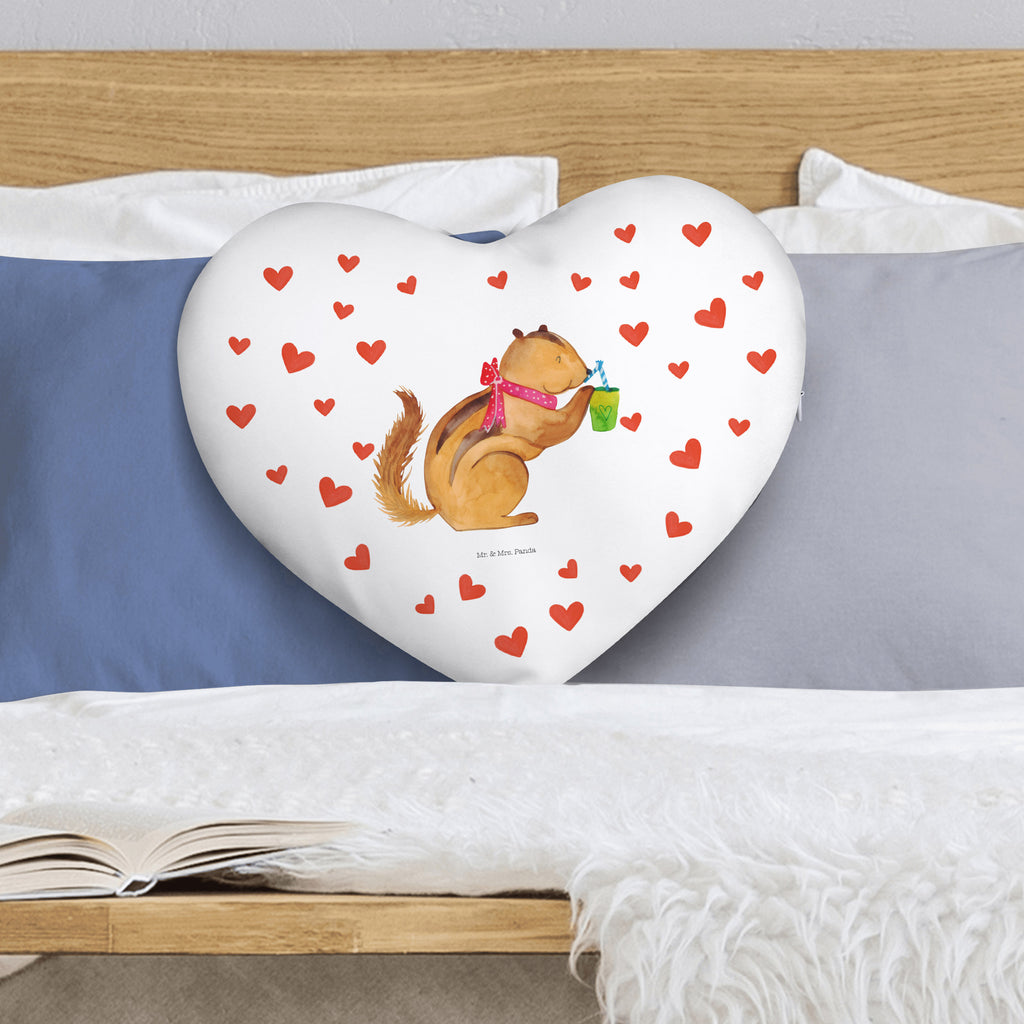 Herzkissen Eichhörnchen Smoothie Kissen, Herzkissen, Herzform, Herz, Dekokissen, Tiermotive, Gute Laune, lustige Sprüche, Tiere, Green Smoothies, Diät, Abnehmen, Streifenhörnchen, Eichhörnchen