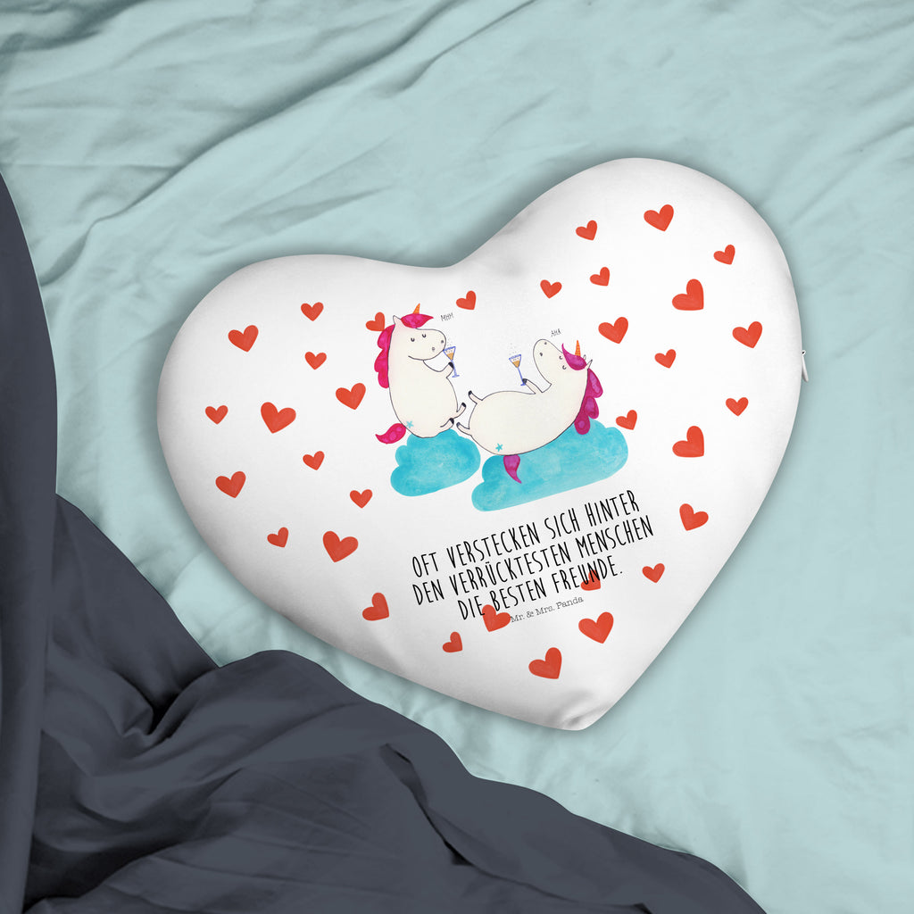 Herzkissen Einhörner Sekt Kissen, Herzkissen, Herzform, Herz, Dekokissen, Einhorn, Einhörner, Einhorn Deko, Pegasus, Unicorn, Freundinnen, Freundin, BFF, Sekt, Mädelsabend, Spaß, Party, Korken, Anstoßen, Beste