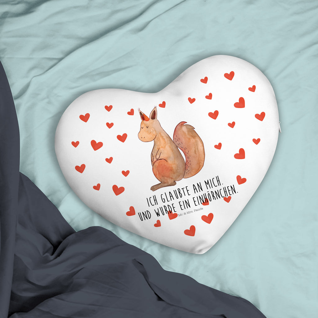 Herzkissen Einhörnchen Glaube Kissen, Herzkissen, Herzform, Herz, Dekokissen, Einhorn, Einhörner, Einhorn Deko, Pegasus, Unicorn, Einhörnchen, Eichhörnchen, Eichhorn