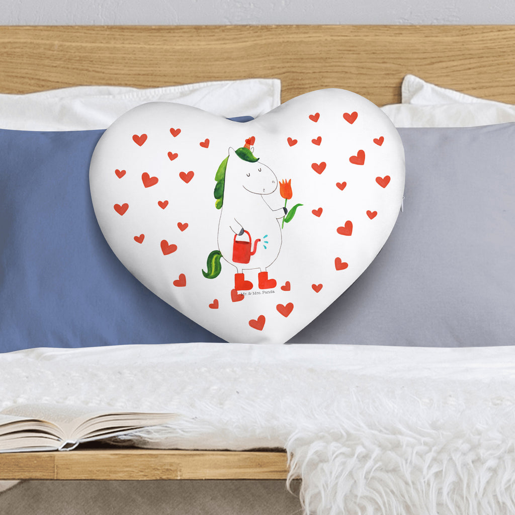 Herzkissen Einhorn Gärtner Kissen, Herzkissen, Herzform, Herz, Dekokissen, Einhorn, Einhörner, Einhorn Deko, Pegasus, Unicorn, Luftballon, Gießkanne, Giesskanne, Lebenslust, Freude, Blume, Freundin, Garten, Stiefel