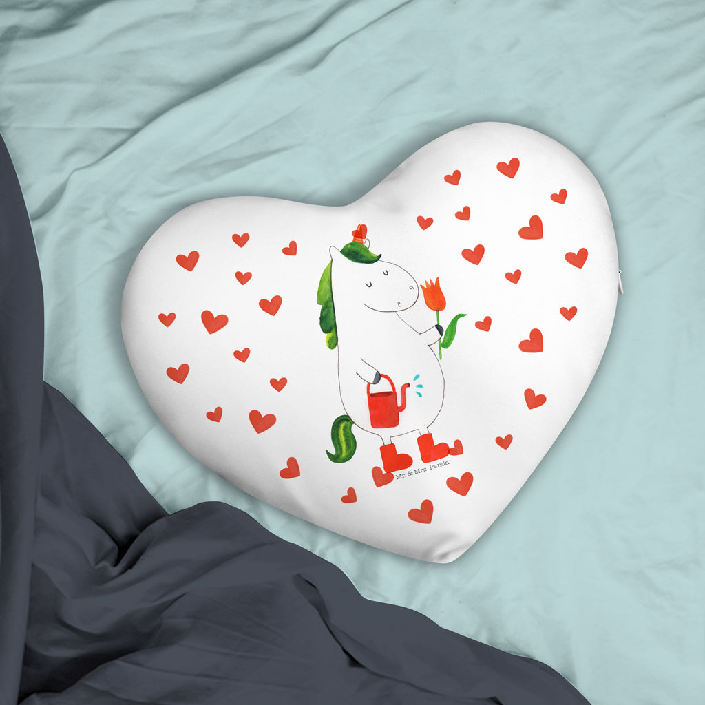 Herzkissen Einhorn Gärtner Kissen, Herzkissen, Herzform, Herz, Dekokissen, Einhorn, Einhörner, Einhorn Deko, Pegasus, Unicorn, Luftballon, Gießkanne, Giesskanne, Lebenslust, Freude, Blume, Freundin, Garten, Stiefel