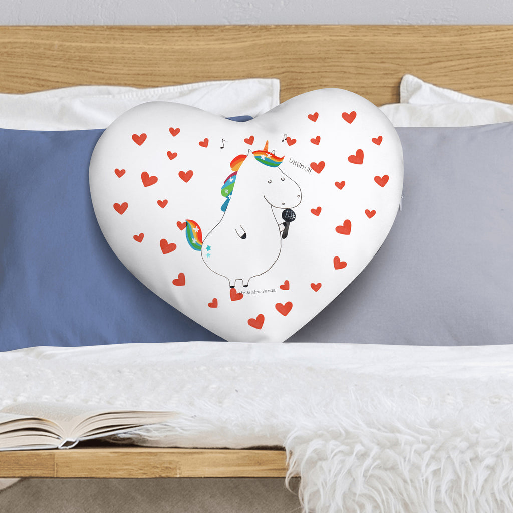 Herzkissen Einhorn Sänger Kissen, Herzkissen, Herzform, Herz, Dekokissen, Einhorn, Einhörner, Einhorn Deko, Pegasus, Unicorn, Glitzer, Konfetti, Party, Geburtstag, Feier, Fest, Disco, Sängerin, Sänger, Freundin