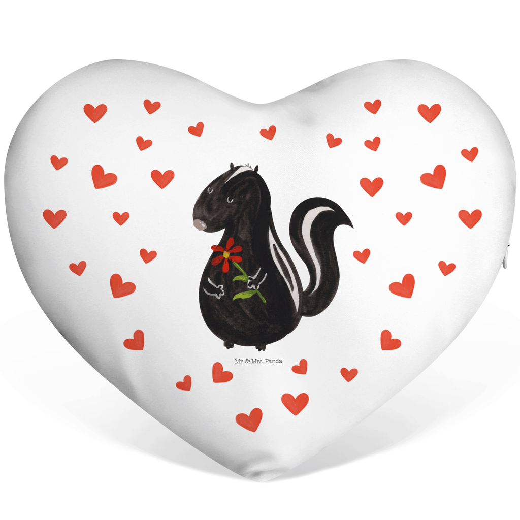 Herzkissen Stinktier Blume Kissen, Herzkissen, Herzform, Herz, Dekokissen, Stinktier, Skunk, Wildtier, Raubtier, Stinker, Stinki, Tagträumer, verträumt, Dreams, Träume