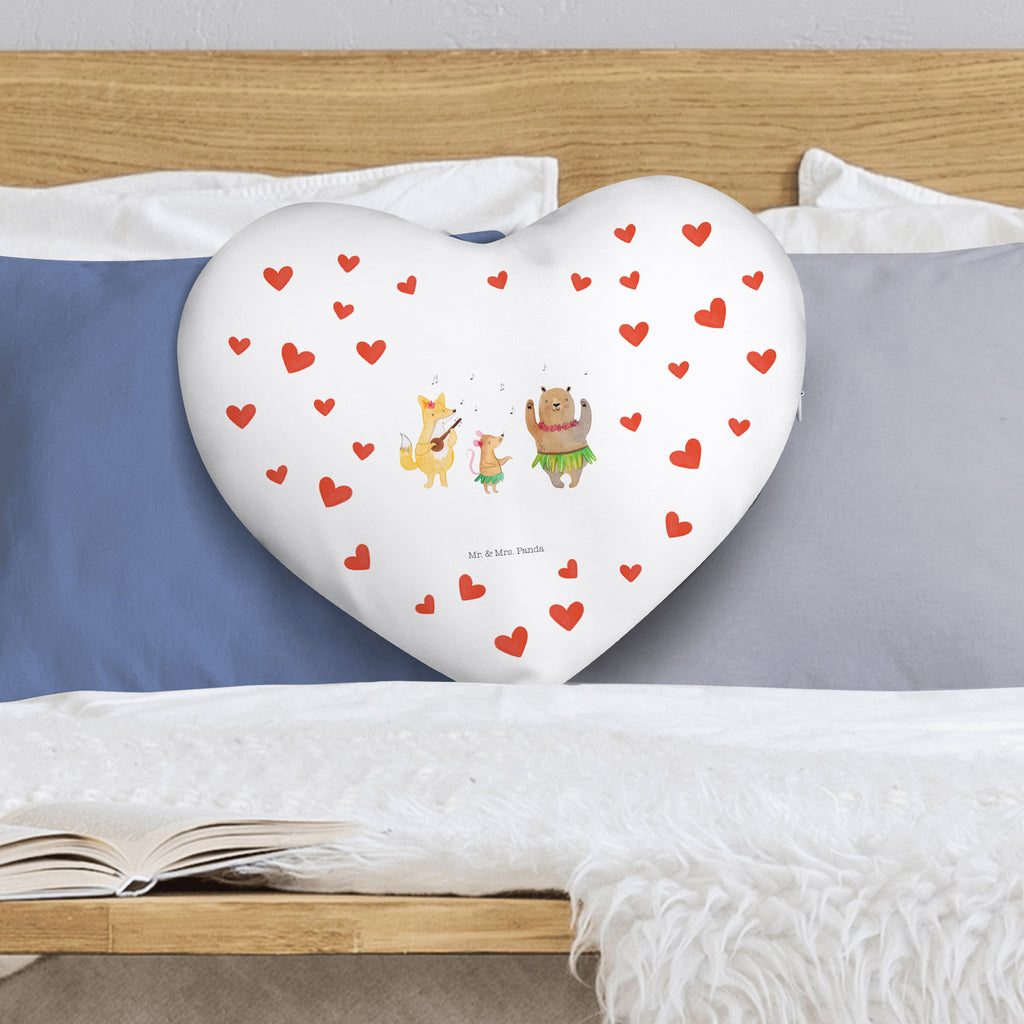 Herzkissen Waldtiere Aloha Kissen, Herzkissen, Herzform, Herz, Dekokissen, Tiermotive, Gute Laune, lustige Sprüche, Tiere, Wald, Waldtiere, Musik, Aloha, Bär, Hase, Igel, Tanzen, Leben, Lachen