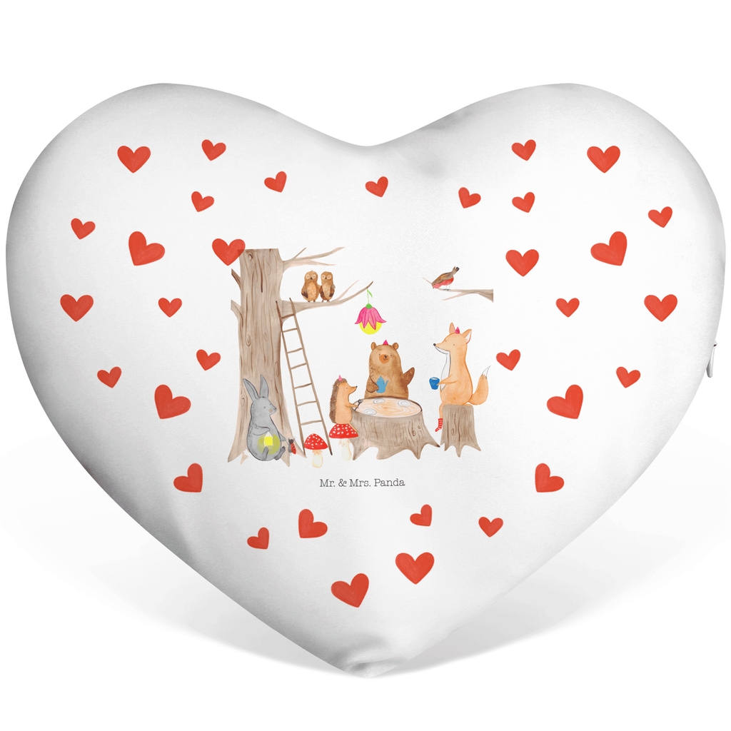 Herzkissen Waldtiere Picknick Kissen, Herzkissen, Herzform, Herz, Dekokissen, Tiermotive, Gute Laune, lustige Sprüche, Tiere, Waldtiere, Picknick, Wald, Fuchs, Hase, Igel, Maus, Eichhörnchen