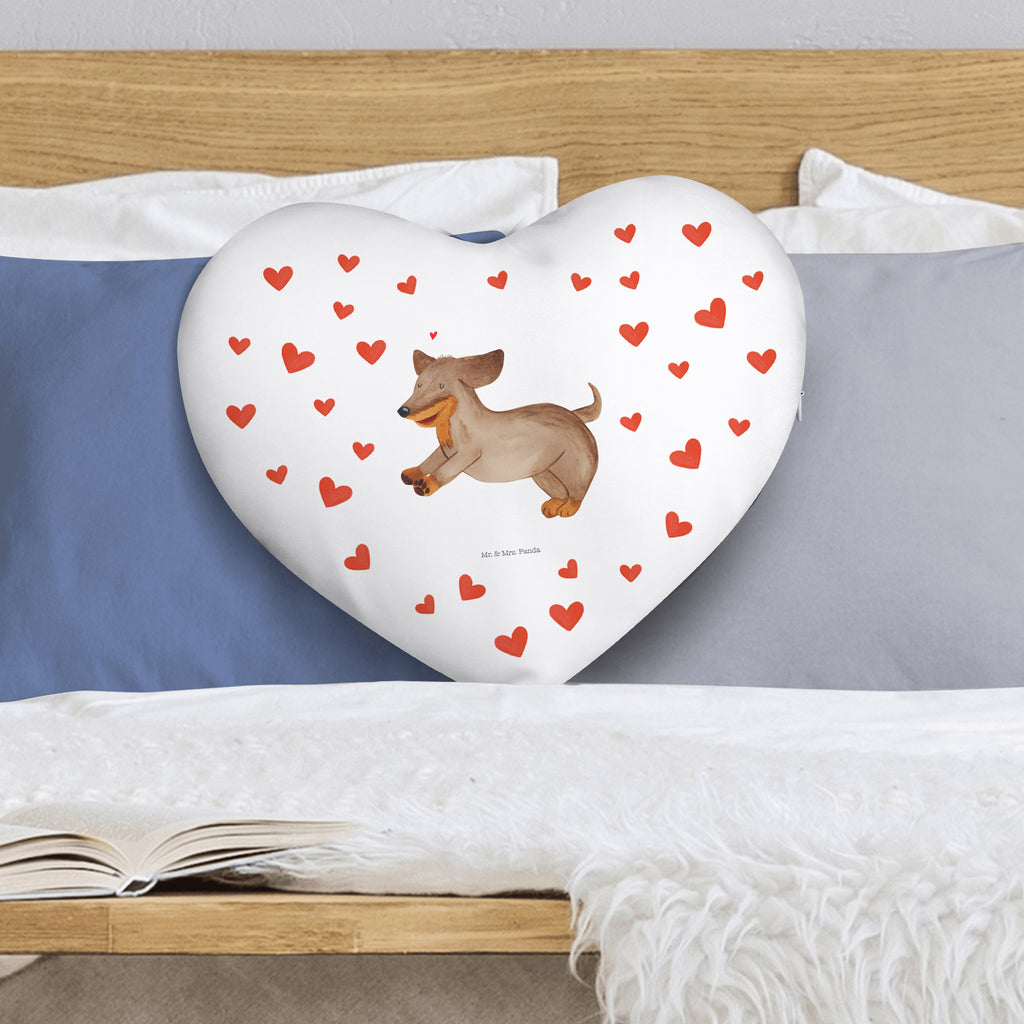 Herzkissen Hund Dackel fröhlich Kissen, Herzkissen, Herzform, Herz, Dekokissen, Hund, Hundemotiv, Haustier, Hunderasse, Tierliebhaber, Hundebesitzer, Sprüche, Hunde, Dackel, Dachshund, happy dog
