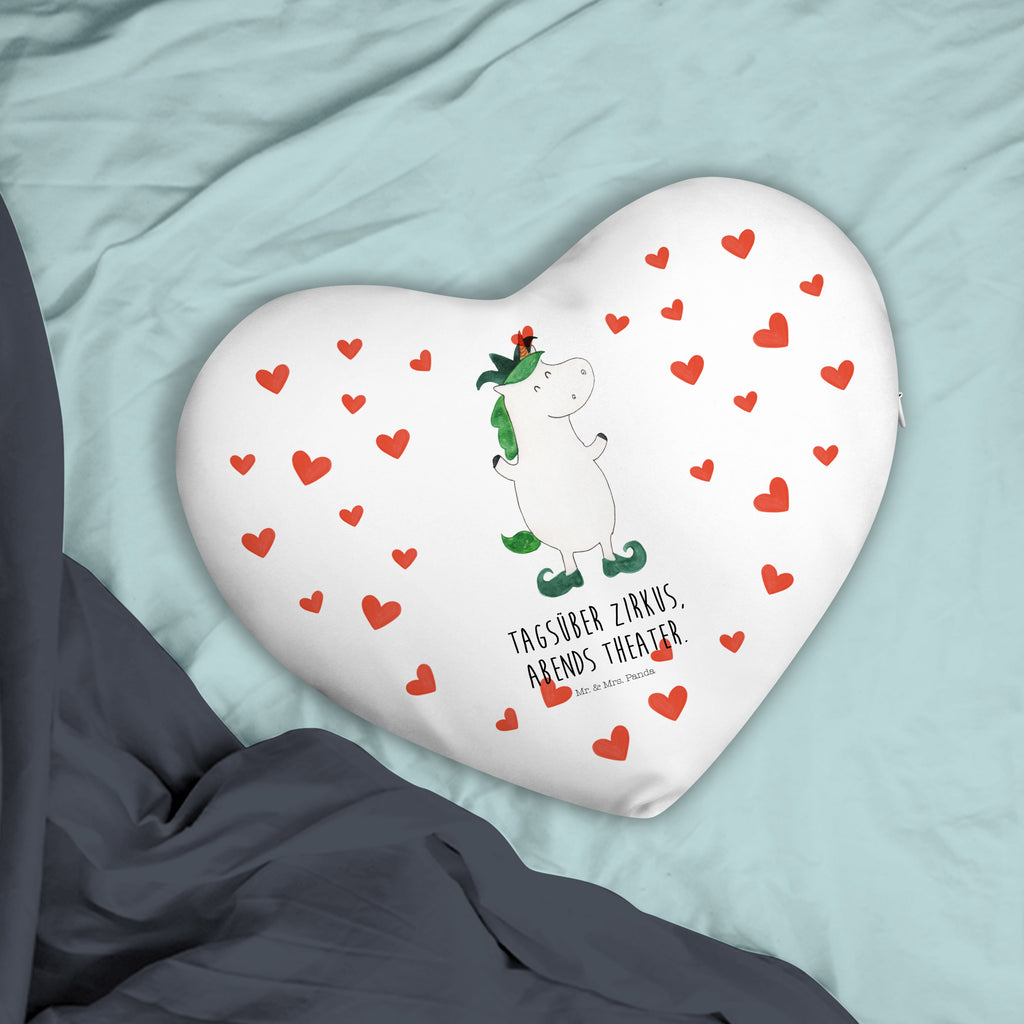 Herzkissen Einhorn Joker Kissen, Herzkissen, Herzform, Herz, Dekokissen, Einhorn, Einhörner, Einhorn Deko, Pegasus, Unicorn, Hofnarr, Kasper, Gaukler, Mittelalter