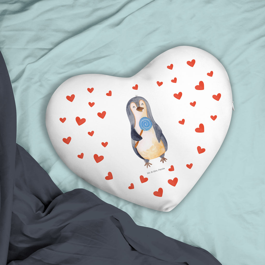 Herzkissen Pinguin Lolli Kissen, Herzkissen, Herzform, Herz, Dekokissen, Pinguin, Pinguine, Lolli, Süßigkeiten, Blödsinn, Spruch, Rebell, Gauner, Ganove, Rabauke