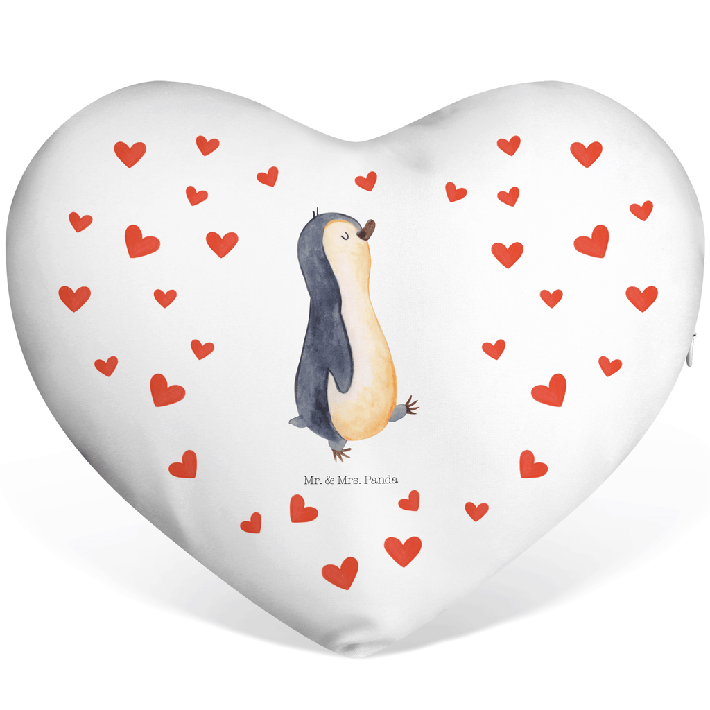 Herzkissen Pinguin marschierend Kissen, Herzkissen, Herzform, Herz, Dekokissen, Pinguin, Pinguine, Frühaufsteher, Langschläfer, Bruder, Schwester, Familie