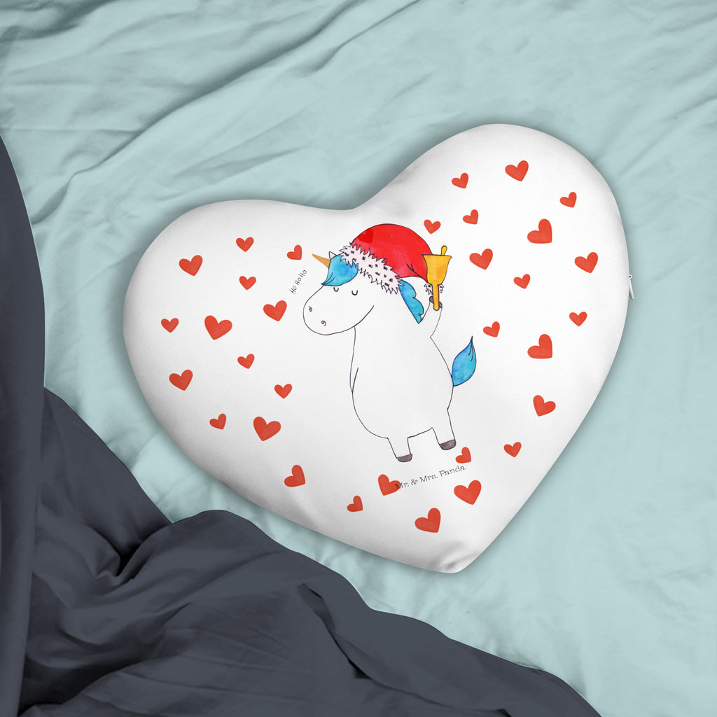 Herzkissen Einhorn Weihnachtsmann Kissen, Herzkissen, Herzform, Herz, Dekokissen, Einhorn, Einhörner, Einhorn Deko, Pegasus, Unicorn, Gin, Schokolade, Schoki, Weihnachten, Weihnachtsmann, Nikolaus, Wunschzettel, Wunschliste, Feenstaub