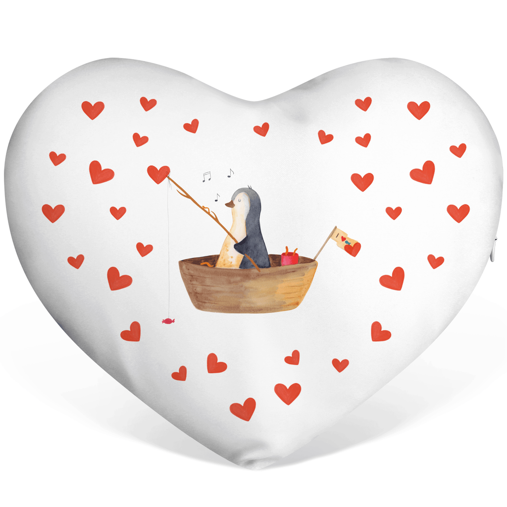 Herzkissen Pinguin Angelboot Kissen, Herzkissen, Herzform, Herz, Dekokissen, Pinguin, Pinguine, Angeln, Boot, Angelboot, Lebenslust, Leben, genießen, Motivation, Neustart, Neuanfang, Trennung, Scheidung, Geschenkidee Liebeskummer