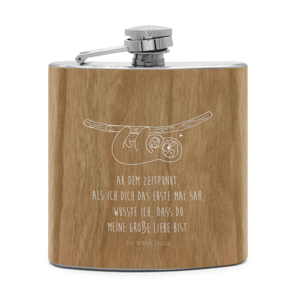Flachmann Faultier mit Kind Flachmann, Edelstahl, hochwertig, Gravur, Taschenflasche, Frauen, Faultier, Faultier Geschenk, Faultier Deko, Kind, Baby, Liebe, Mutter, Mama, Geburt, Kinder, Faulheit, Spaß, Niedlichkeit