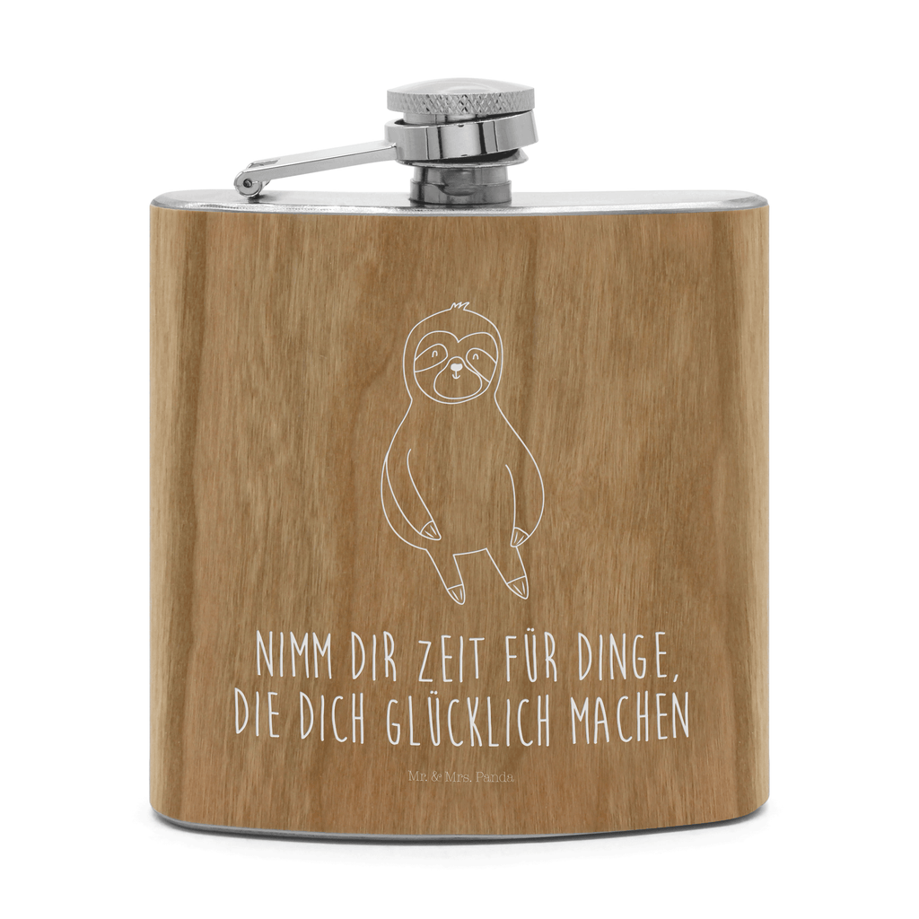 Flachmann Faultier Zufrieden Flachmann, Edelstahl, hochwertig, Gravur, Taschenflasche, Frauen, Faultier, Faultier Geschenk, Faultier Deko, Faultiere, faul, Lieblingstier, Pause, relaxen, Glück, glücklich, zufrieden, happy, Zufriedenheit, Gelassenheit, Ruhe, Frieden