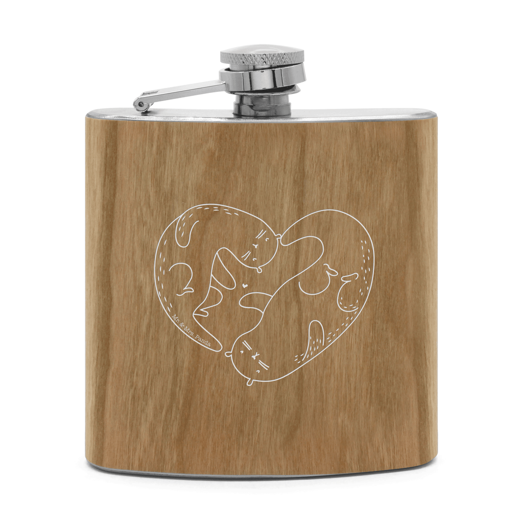 Flachmann Otter Herz Flachmann, Edelstahl, hochwertig, Gravur, Taschenflasche, Frauen, Otter, Fischotter, Seeotter, Liebe, Herz, Liebesbeweis, Liebesgeschenk, Bessere Hälfte, Love you, Jahrestag, Hochzeitstag, Verlobung, gemeinsames Leben