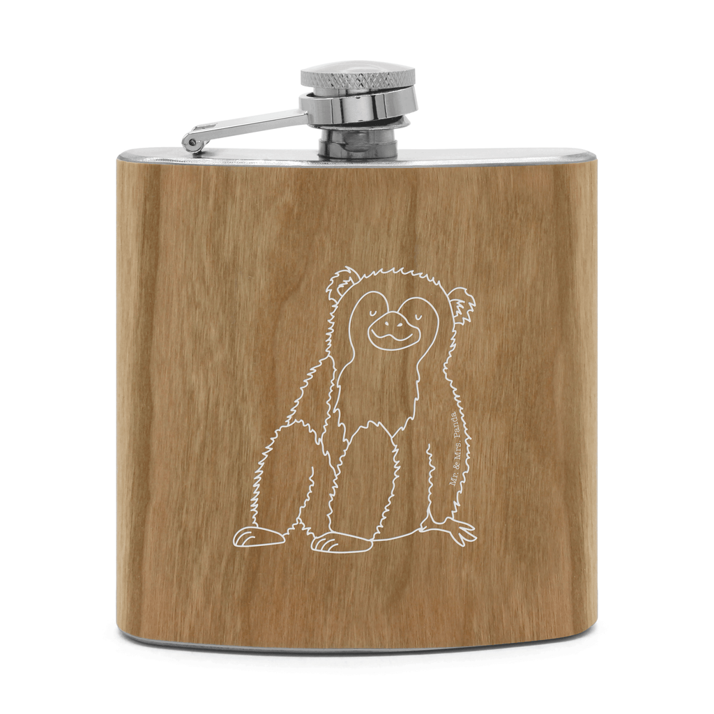 Flachmann Affe Flachmann, Edelstahl, hochwertig, Gravur, Taschenflasche, Frauen, Afrika, Wildtiere, Affe, Äffchen, Affen, Selbstliebe, Respekt, Motivation, Selbstachtung, Liebe, Selbstbewusstsein, Selfcare